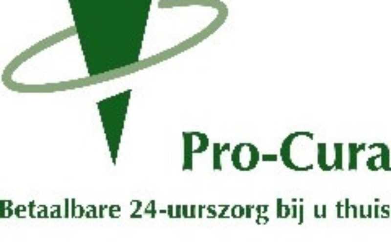 Logo pro-cura met daarin de zin; betaalbare 24-uurzorg bij u thuis